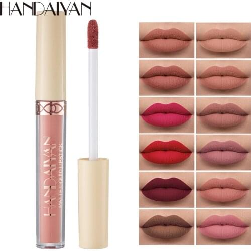 12 Colors Matte Lip Glaze Waterproof Non-stick Cup Lipstick Long Lasting Red Lip Matte Lipstick Moist Lip Gloss Maquiagem