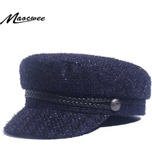 Fashion Shiny Liangsi Military Hat Autumn Sailor Hat For Women Men Black Navy flat Top Female Travel Cadet Hat Captain Cap