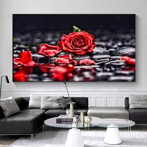 Modular Canvas Painting Red Rose Flower HD Nordic Wall Art 5 Pieces Modern Home Decor for Living Room Bedroom Prints and Posters