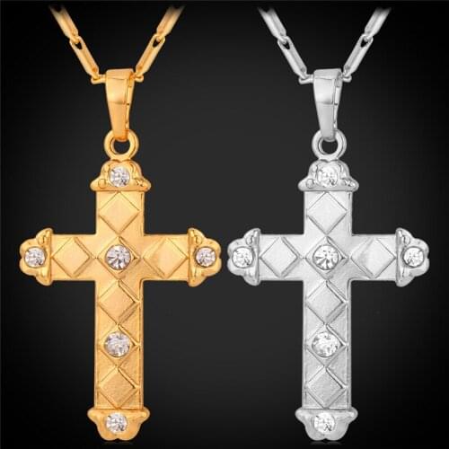 Cross Necklaces & Pendants Vintage Hot Fashion Jewelry Religious Gold Color Necklace Women Men Jewelry P825