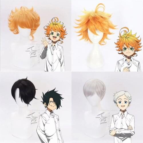 40cm Anime The Promised Neverland Emma Ray Norman Wig Cosplay Playing Short Golden Yellow Hair Halloween 1:1 Wigs