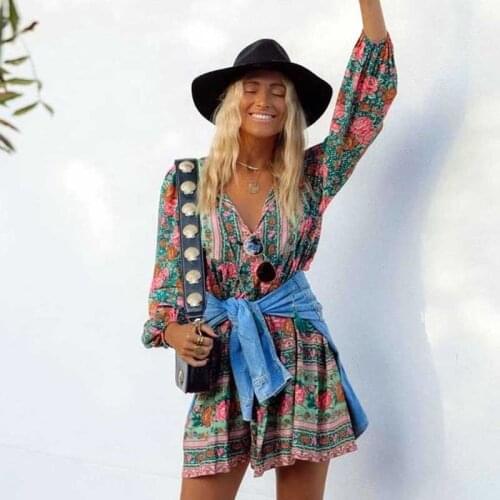 Super Chic long sleeve dress for women oversized bohemian floral boho dress new summer autumn dress plus size clothing for women