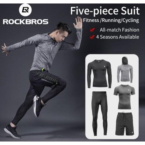 ROCKBROS Mens Sport Suits Running Sets Quick Dry Sweat-absorbent Sports Joggers Training Gym Fitness Tracksuits Running Sets