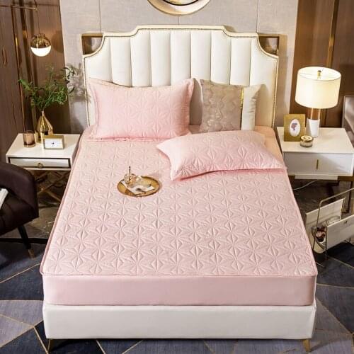 2020 new products All cotton quilting Bed cove Fitted Sheet Pillowcases 2/3Pcs Pure color Luxury Bedding