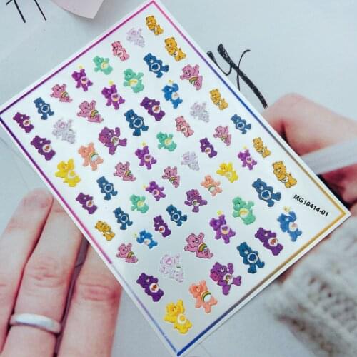 3d DIY Nail Stickers Fashion New Arrive Back Adhesive Glue Fingernail Decals Energy Bears Nail Arts Manicure for Women Girl Gift