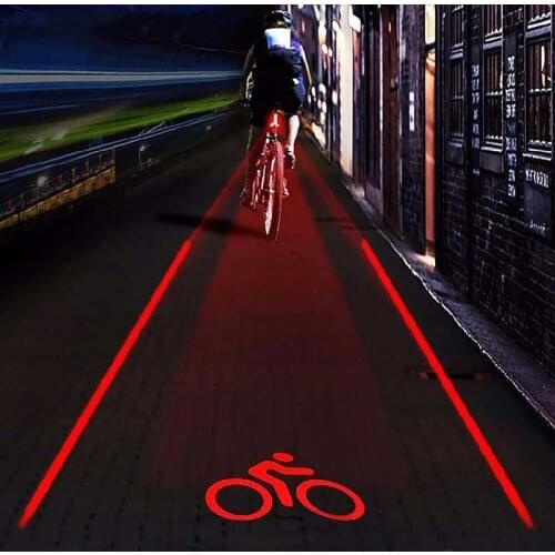 LED Bicycle Bike Light "bike Logo" Night 2 Laser+5 LED Rear Bike Bicycle Tail Light Beam Safety Warning Red Rear Lamp Waterproof