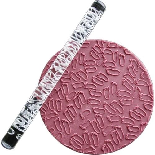 Foot Textured Embossed Acrylic Rolling Pins Fondant Cake Decorating Tools E204