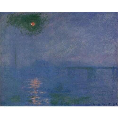 High quality Oil painting Canvas Reproductions Charing Cross Bridge, Fog on the Themes by Claude Monet hand painted