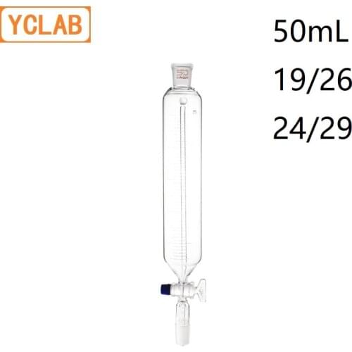 YCLAB 50mL 19/26 & 24/29 Constant Pressure Funnel with Graduation High Temperature Resistance Glass Lab Chemistry Equipment