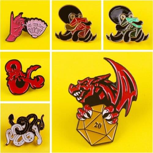 Funny Punk Skeleton Enamel Pin Snake Dice Octopus Skull Ghost Badge On Clothes Brooch Backpack Clothes Lapel Pin Cool Fashion