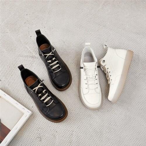 Tilocow Ankle Sports Boots Womens Genuine Leather Autumn Boots Female Lace Up Rubber Shoes Woman Causal Solid Sneakers 2020