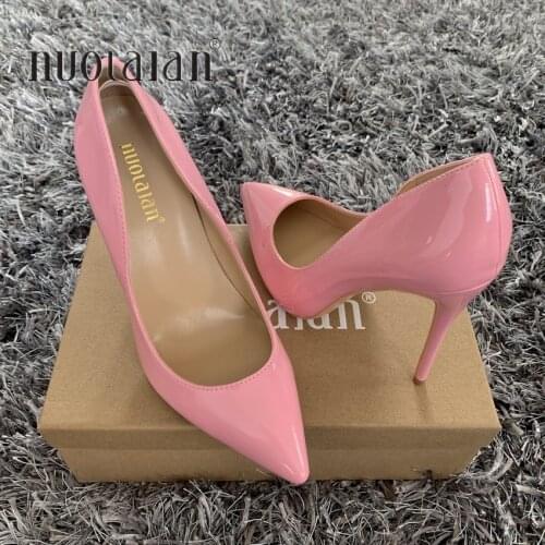 2019 Brand Fashion Women Shoes Patent Leather Sexy Stilettos High Heels 12cm/10cm/8cm Pointed Toe Women Pumps