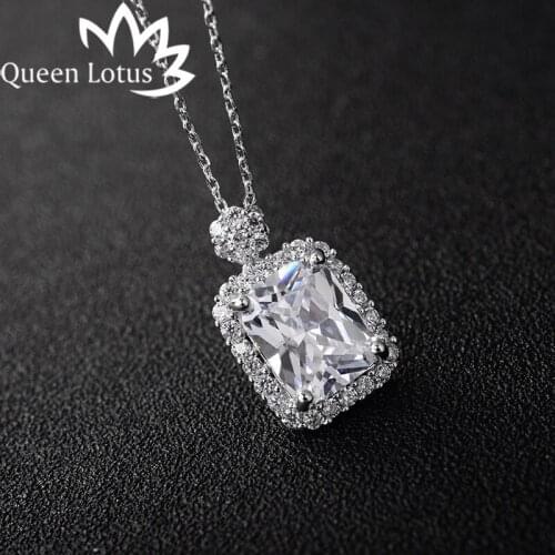 Queen Lotus 2017 new Fashion luxury Square Pendant women Necklace Jewelry zircon creative personality ladies choker girl gift