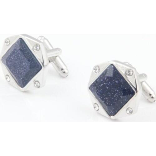 10pairs/lot Exquisite Crystal Cufflinks Blue Treasure Stone Cuff Links Copper Made Shirt Cuff Button Mens Jewelry