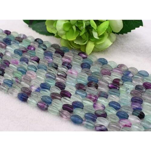 10X14mm AAAAAA Natural stone Colorful Fluorite Faceted Oval Loose Beads For DIY necklace bracelet jewelry make 15 "free delivery