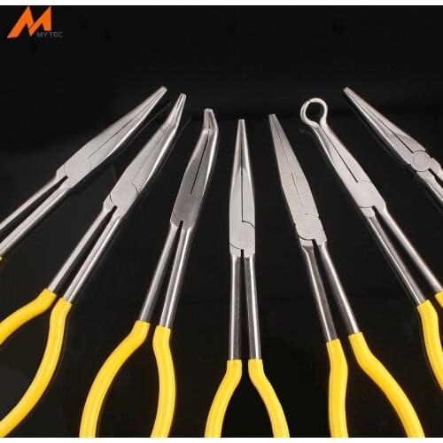 11-Inch Multi-Function Long Reach 45-Degree 90-Degree Bent Nose Plier Duckbill Hose Ring Long Nose Plier Mechanics Hand Tool