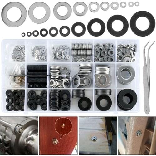 1300Pcs Flat Washers Assortment Set Lock Washers Hardware Gasket Assortment Kit With Box M2-M12 For Factories Repair Home Decor
