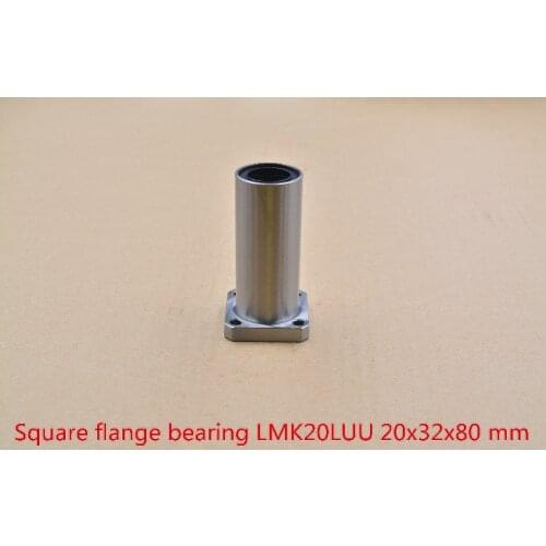 20mmx32mmx80mm LMK20LUU square flange long linear ball bearing for 20mm rod round shaft cnc 1pcs