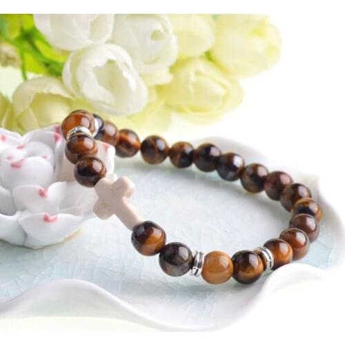 2018 Hot Unisex Trendy Charms Bracelet Men Natural Stone Jesus Cross Charm Bracelets For Women Jewelry