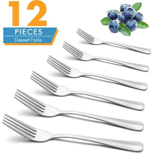 7.3 Inches 12PCS Stainless Steel Dinner Forks Cutlery Set Mirror Polished Dessert Fork Fruit Flatware for Hotel Party Home