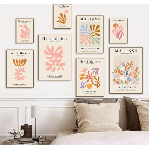 Matisse Abstract Coral Color Blocks Woman Wall Art Canvas Painting Nordic Posters And Prints Wall Pictures For Living Room Decor