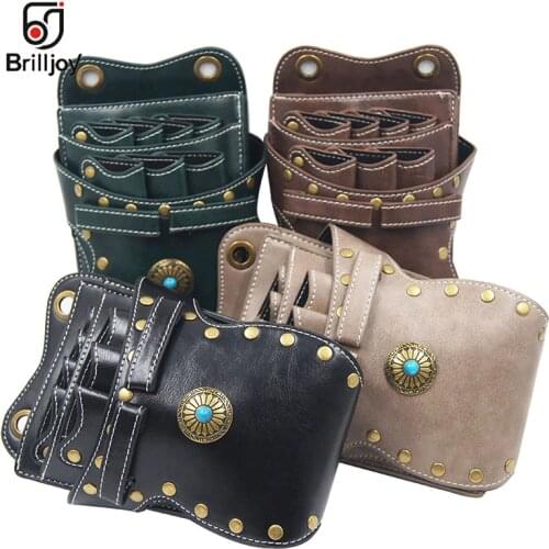 PU Leather Classical Style Salon Barber Scissors Bag Scissor Clips Shears Bags Tool Hairdressing Holster Pouch Holder Case Belt