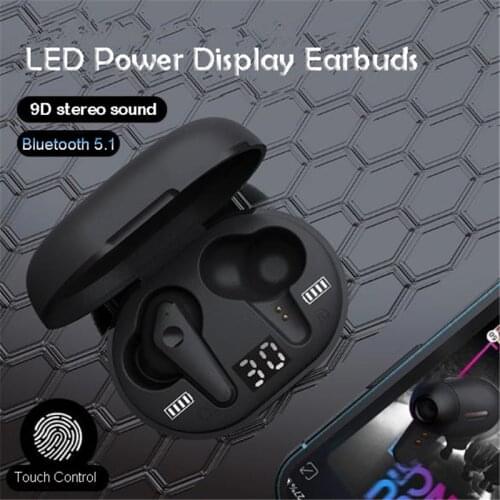 Wireless Headphones Bluetooth V5.1 Earphone Hifi Stereo Sport Headset TWS Earbud LED Power Display With Mic Noise Cancelling