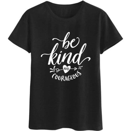Be Kind and Courageous T-Shirt Stylish Casual Be Kind Slogan Grunge Courageous Graphic Tops Funny Letter Heart Printed Camisetas
