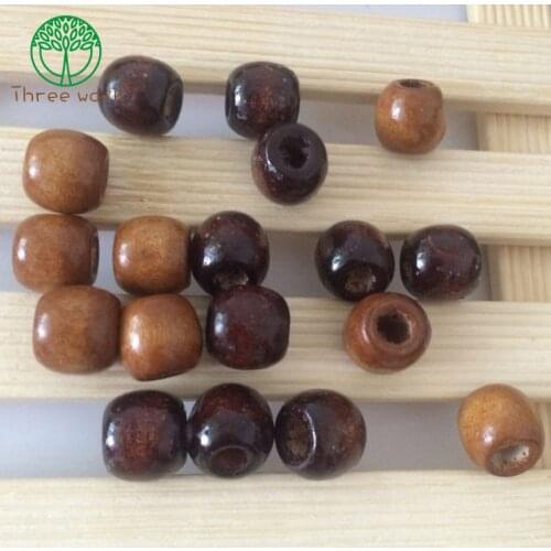 200pcs/lot 11*12mm Large Hole Coffee Black Wooden Beads Loose Beads For DIY