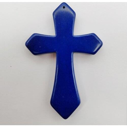 84x55MM Dark Blue Howlite Cross GEM Loose Beads Pendant Jewelry For Woman Gift S270