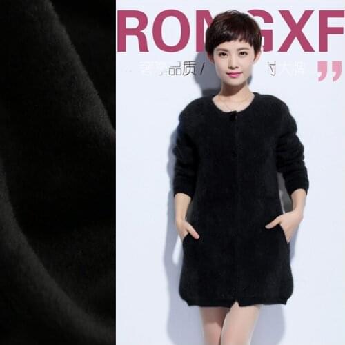 Pure black long wool cashmere fabrics wool fabrics high-quality autumn and winter coat Peng clothing fabrics