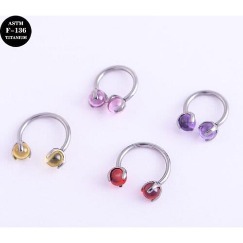 16G ASTM F136 Titanium Circular Barbell with Internal Screw Clear Crystal Body Jewelry for Nose Septum Daith Cartilage Piercings