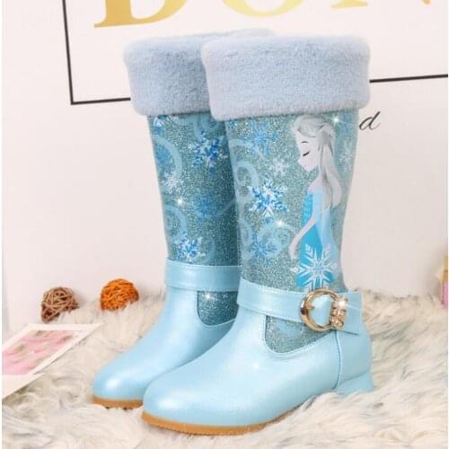 Children Genuine Leather Snow Boots Gilrs High Fashion Boot Cute Princess Warm With Fur Boots