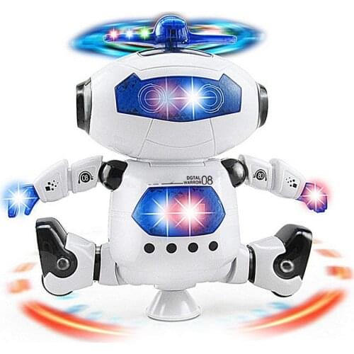 Electronic Walking Dancing Robot Toy for Kids, Flashing Lights, 360 Body Spinning, Toddlers Bosys Girls Fun Toy Figure