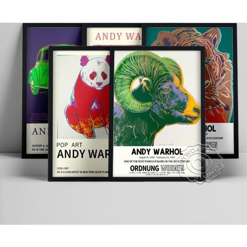 Andy Warhol Exhibition Museum Poster, Iconic Advertising Collection Prints, Pegasus Car Donut Panda Goat Lion Pop Art Home Decor