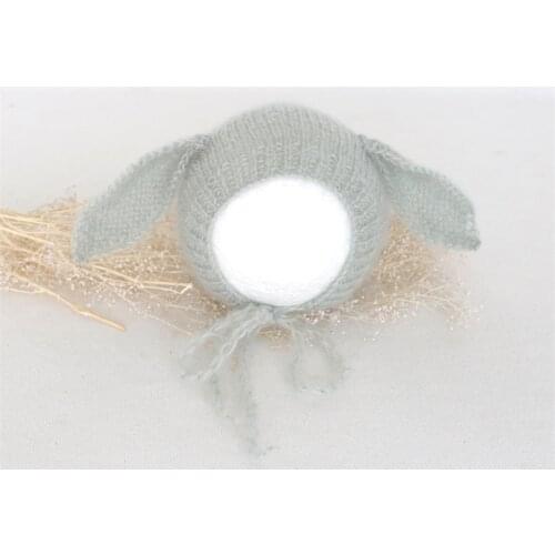 Newborn Photography props Mohair Bunny bonnet Baby girl Rabbit hat Crochet Infant bonnet photo props