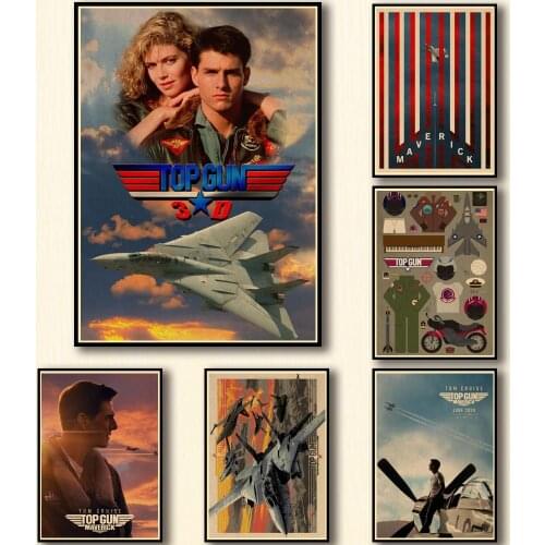 14 Designs Movie Top Gun Kraftpaper Poster Artwork Fancy Wall Sticker for Coffee House Bar A3