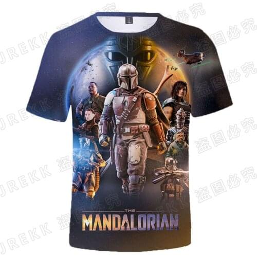 Star wars The Mandalorian Boba Fett Baby Yoda 3D Print Mens Clothing Streetwear Kids Short Sleeve T-shirts Casual Male Tops