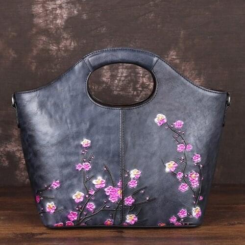 Genuine Leather Hand Painted Women Bag Luxury Handbags 2021 New Large Capacity Floral Cowhide Shoulder Crossbody Bags Sac A Main