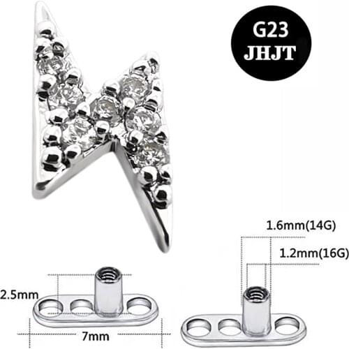 JHJT Cool Lightning Dermal Piercing Top G23 Titanium Base Micro Skin Diver Impants Sexy Fashion Body Jewelry