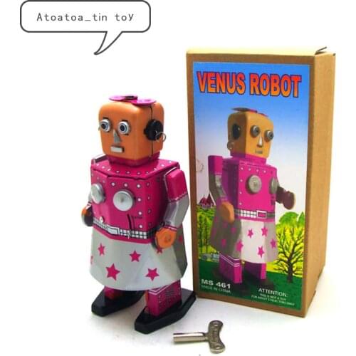 Vintage VENUS Robot Collection Tin toys Classic Clockwork Wind Up robot MODEL Tin Toys For Adult Kids Collectible Gift