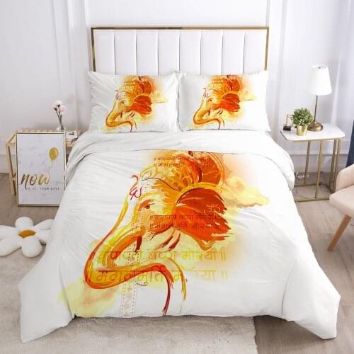 3D Bedding set White Duvet cover set Quilt covers Comforter case Pillowcase King Queen Double Twin Size Indian Lord Bed Linens