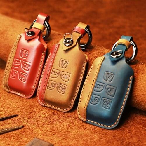 Leather Key Case Remote Cover for Land Rover Range Sport Freelander 2 Discovery 4 5 Auto Chain Holder Keyfobs Car Accessories