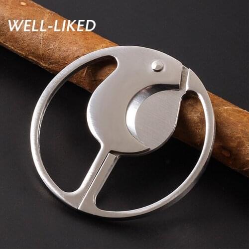 How Selling Round Stainless Steel Pocket Cigar Cutter Knife Double Blades Scissors Stainless Steel Cuban Cigar Tool For Smoking