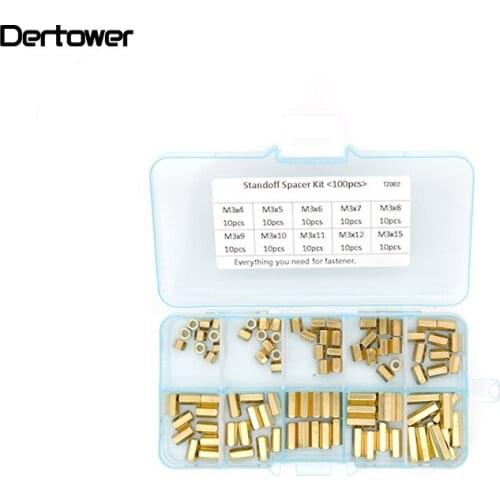 100Pcs/set M2 M2.5 M3 Hex Head Brass Spacing Screws Threaded Pillar PCB Computer PC Motherboard StandOff Spacer Kit TZ002