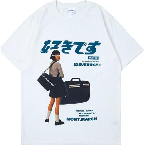 Summer Casual Fashion Loose T-shirt Trendy Women Harajuku Street Top Ladies Cute Cartoon Comic Girl Letter Printing Japanese