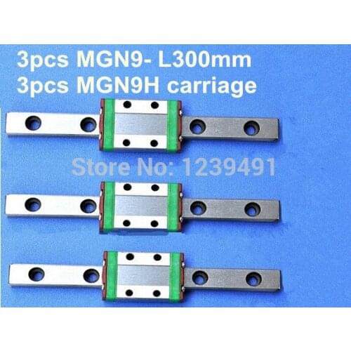 3pcs MGN9 L300mm linear rail + 3pcs MGN9H carriage