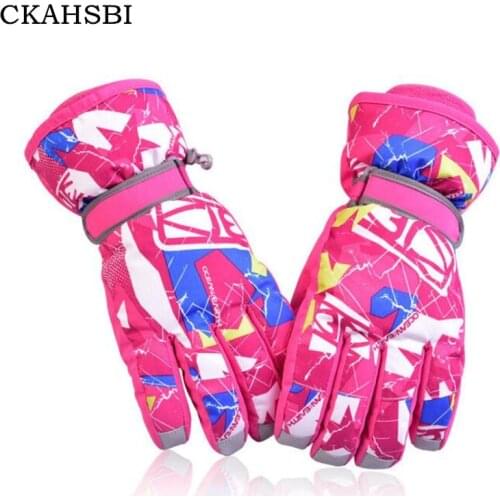 CKAHSBI Ski Gloves Waterproof Warm Winter Outdoor Sport Mountain Skiing Snowboard Gloves For Women Rose Top Unisex Gloves