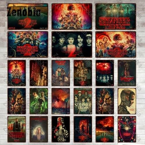 Movie Metal Plate Metal Sign Vintage Plaque Stranger Things Decorative Tin Sign Plate Wall Decor for Bar Club Man Cave Painting