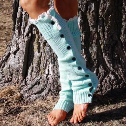 Kawaii Christmas Wool Long Socks Winter Women Over Knee Socks Sexy Thick Thermal Thigh-High Stockings Gaiters Solid color #P5